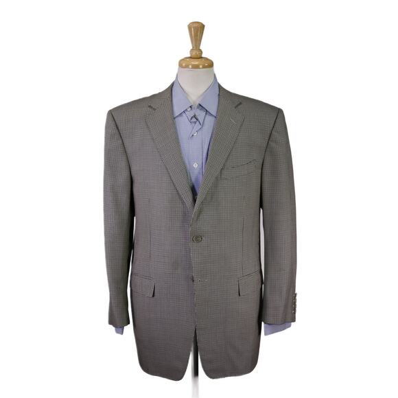 Ermenegildo Zegna Brown Black Blue Houndstooth Wool 2-Btn Sportcoat Blazer 44R